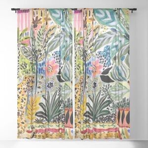 Society6 Karen Fields Tiger in the City Sheer Curtains